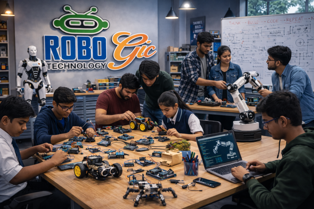 robotics workshop in action at robogic